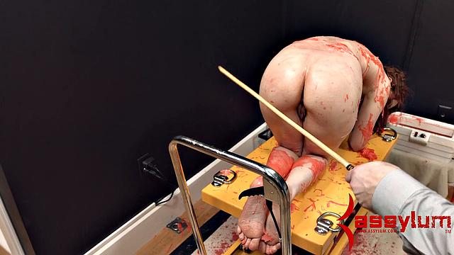 Bound suspended sub waxed anal fuck