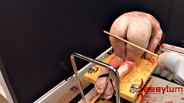 Bound suspended sub waxed anal fuck