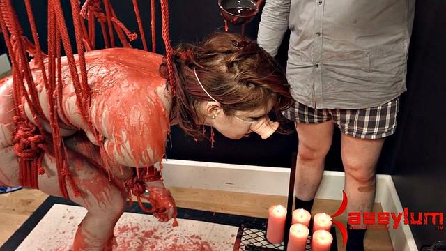 Bound suspended sub waxed anal fuck