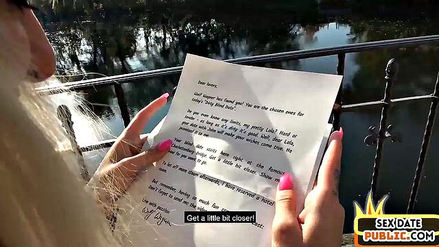 Public kinky blonde babe sucking cock