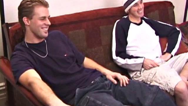 Lance Steele and Colin play with each other as they slowly strip naked. After exchanging some preliminary handjobs, Lance leans over to suck Colin. Then Colin briefly sucks Lance, before letting Lance get back to sucking him.