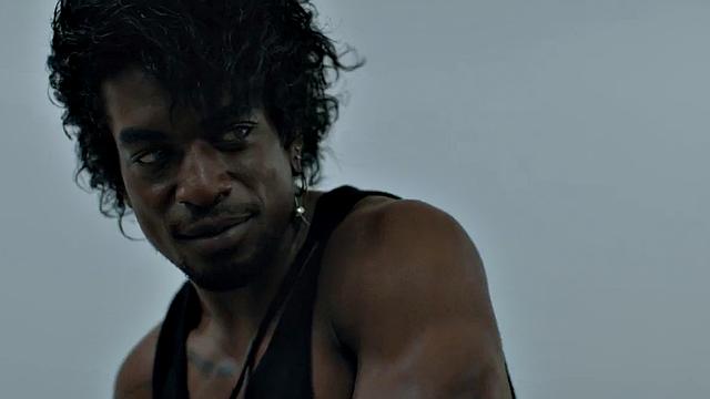 Muscular Jock pounding tattooed black stud on bed