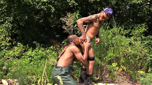 Black and Latino Have Sex Outdoors by a River - The River Fucker