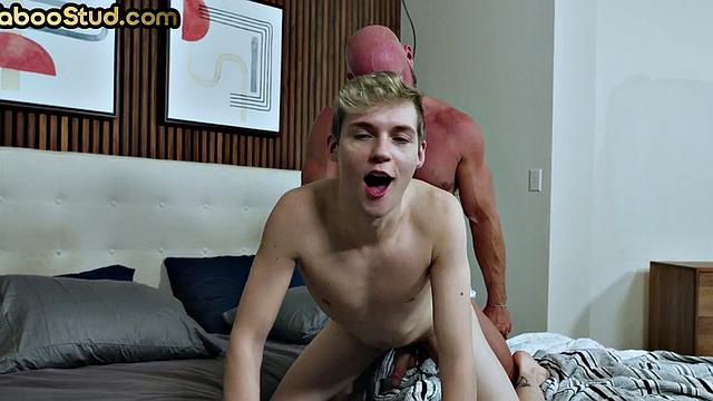 Cumming stepdaddy barebacks twink skinny asshole