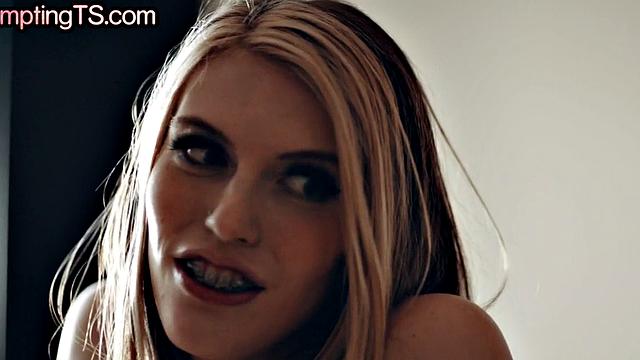 Bigtits TS bareback fucks small GF in anal hole