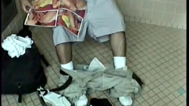 Straight boy Ethan needs to relieve the pressure. So, he goes into a public toilet to jack off.