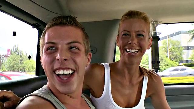 Blindfolded amateur fucks gay ass in public van outdoor