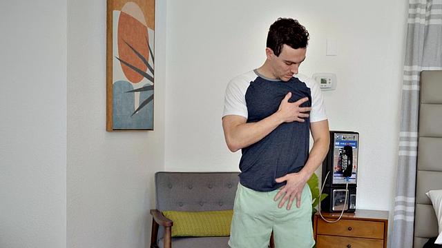 Amateur jock wanks his hard cock eager for cum