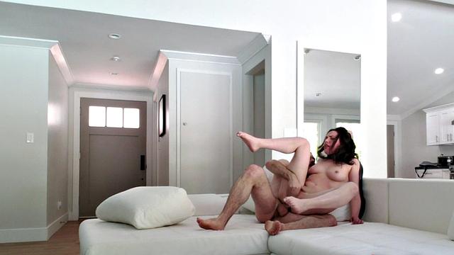 Assfucked brunette babe sucking and gaping after fun