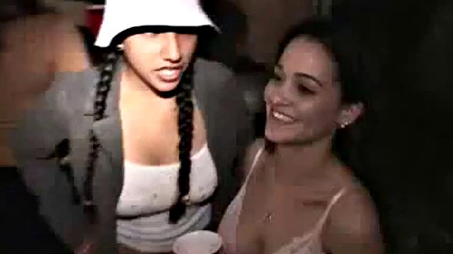 College teen flashes her tits