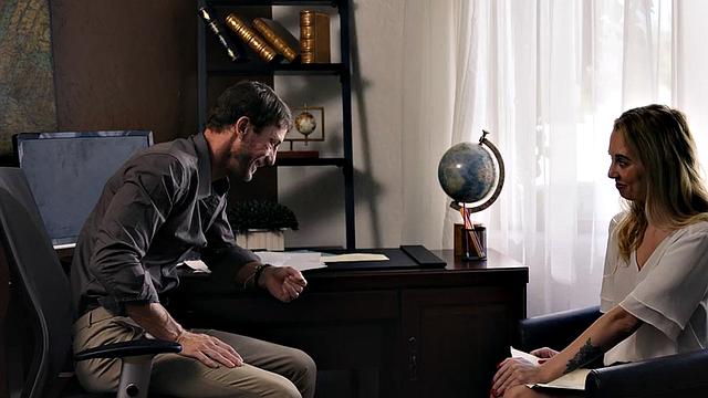 Sinning babe riding and sucking her boss in office