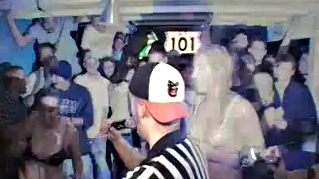 Jello party coed wrestle in voyeur party scene