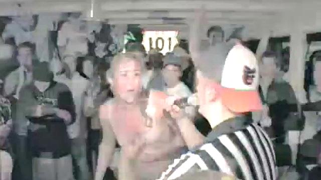 Jello party coed wrestle in voyeur party scene