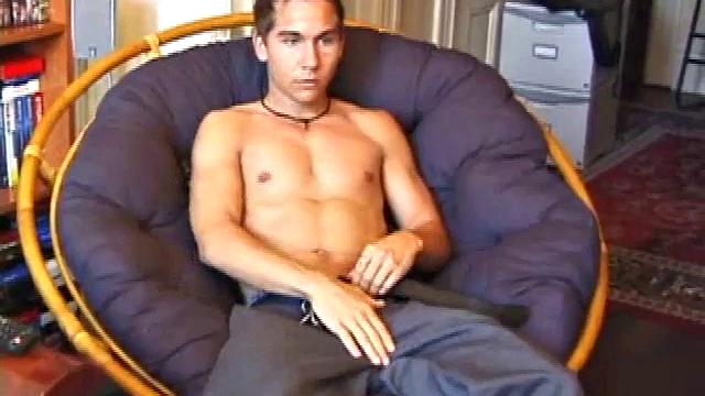 Young amateur Brock strips down in a porn video and strokes his hard cock, edging himself until he explodes an amazing cum load onto his face and chest.