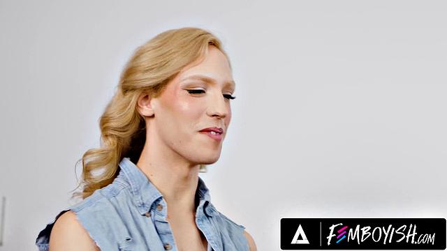 FEMBOYISH - Cute Femboy Troy River Gets Spitroasted By Harrison Feels & Shawn Rhimes
