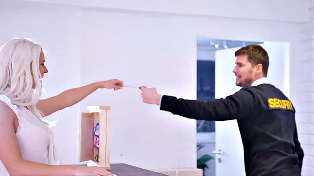 Big-titted secretary banged by security on work break