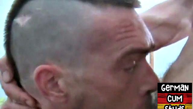 Fisted amateur German gays love 3some fisting and deep BJ