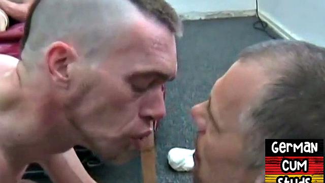 Fisted amateur German gays love 3some fisting and deep BJ