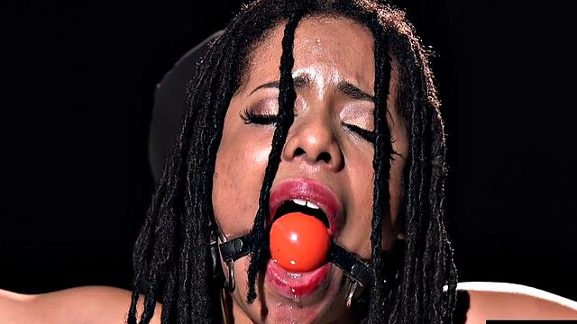 Ebony sub fingered and analfucked