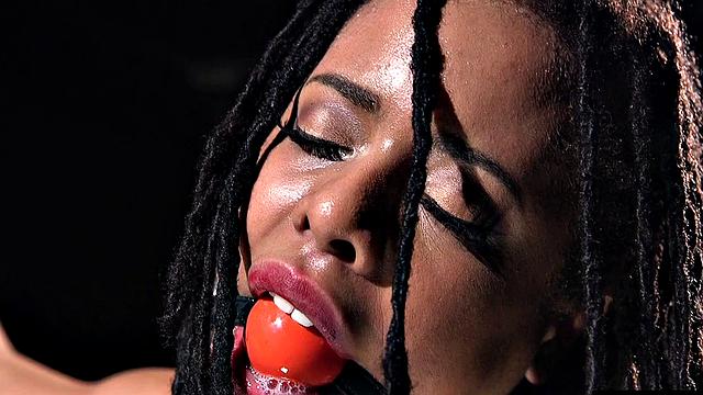 Ebony sub fingered and analfucked