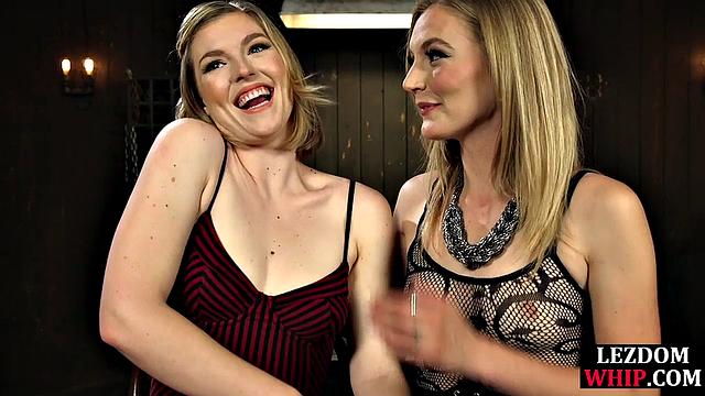 Lesbo dominates strapon fucking horny GF