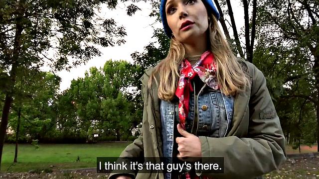 Lost pet leads to hot outdoors sex