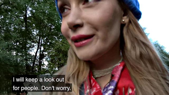 Lost pet leads to hot outdoors sex