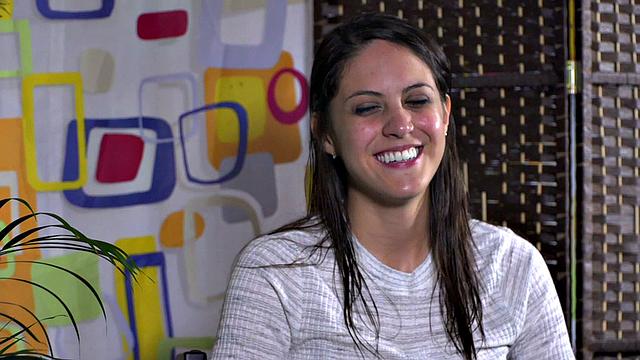 Public BDSM sub sucking dick and pussy licking in crowd