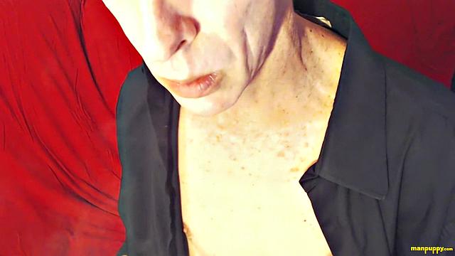 Richard Lennox Smokes Cock Alone In Red Underwear