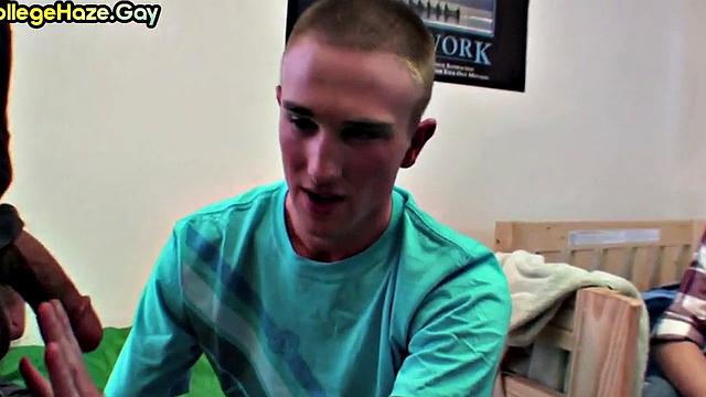 Hazed stud gets fucked in dormitory for fraternity