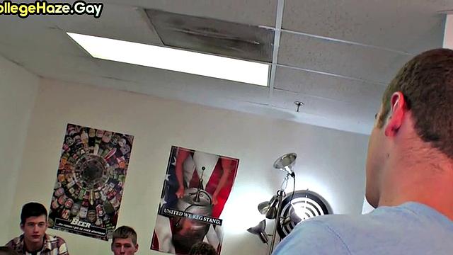 Hazed stud gets fucked in dormitory for fraternity
