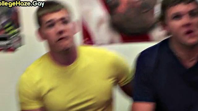 Hazed stud gets fucked in dormitory for fraternity