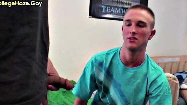 Hazed stud gets fucked in dormitory for fraternity