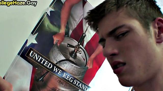 Hazed stud gets fucked in dormitory for fraternity