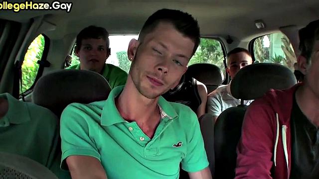 Hazed stud gets fucked in dormitory for fraternity