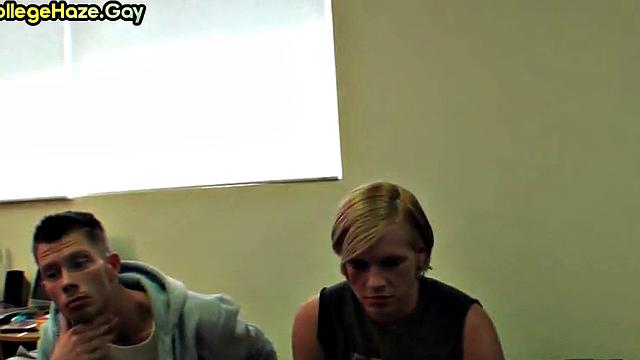 Hazed stud gets fucked in dormitory for fraternity