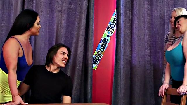 CFNM British femdom MILFs suck dick in group oral