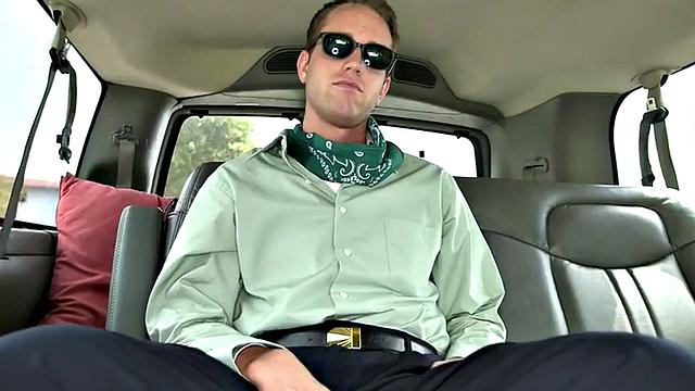 Tricked str8 stud bareback fucked by guy in pickup bus