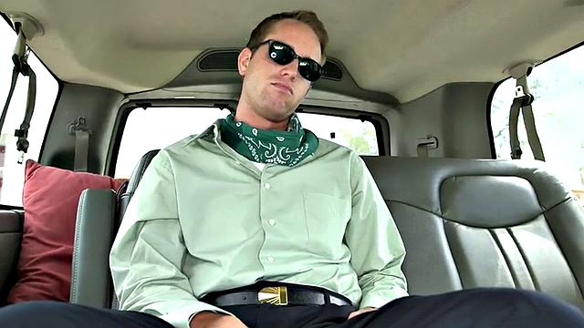 Tricked str8 stud bareback fucked by guy in pickup bus