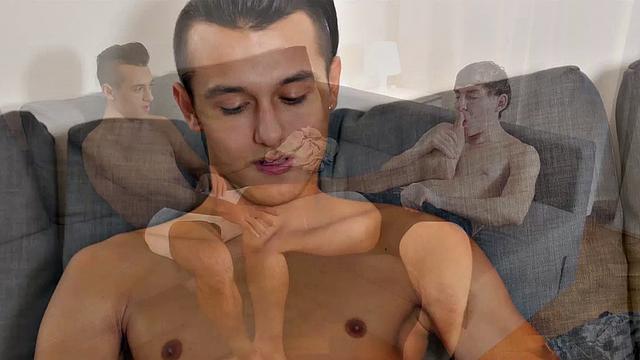 Martin and James are kissing on the sofa, when James starts to suck Martin's toes. The boys undress and more toe sucking takes place. Once both are naked, Martin starts sucking James off.