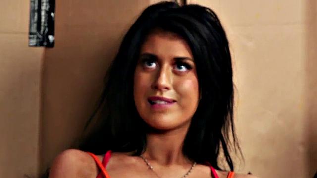 Voyeur darling in lingerie lets worker watch her