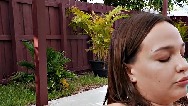 Big-titted babe deepthroating in POV