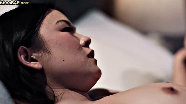 Cute Asian sharing BF's cock in 3way after argument