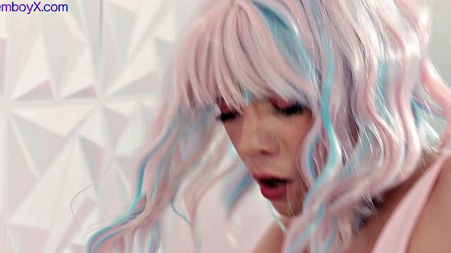 Gaming femboy gets rimmed and fucked bareback on butthole