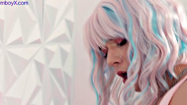 Gaming femboy gets rimmed and fucked bareback on butthole