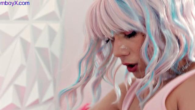 Gaming femboy gets rimmed and fucked bareback on butthole