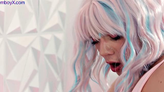 Gaming femboy gets rimmed and fucked bareback on butthole