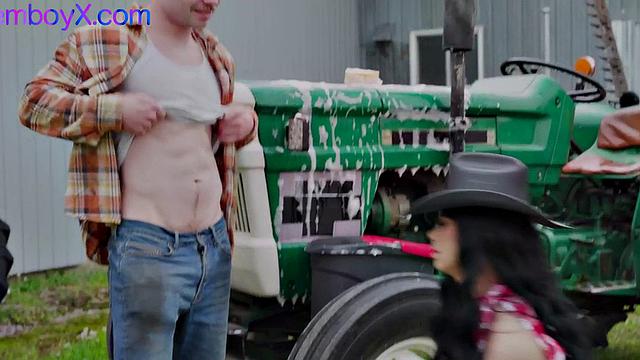 Femboi cowboy giving head