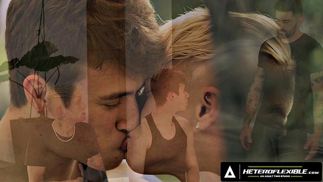 HETEROFLEXIBLE - Kinky Chris Damned PREPARES Harley Xavier & Adam Awbride For Double Dildo