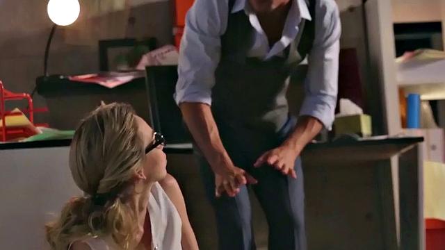 Watch as office girl with glasses and high heels gives a sloppy blowjob and deepthroats her colleague in doggystyle